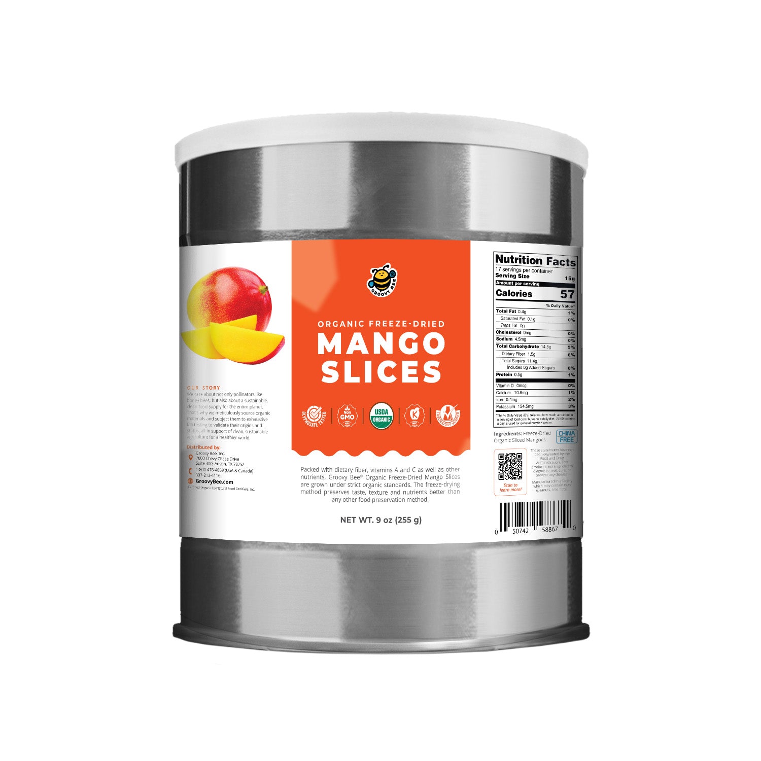 Groovy Bee® Organic Freeze-Dried Mango Slices  