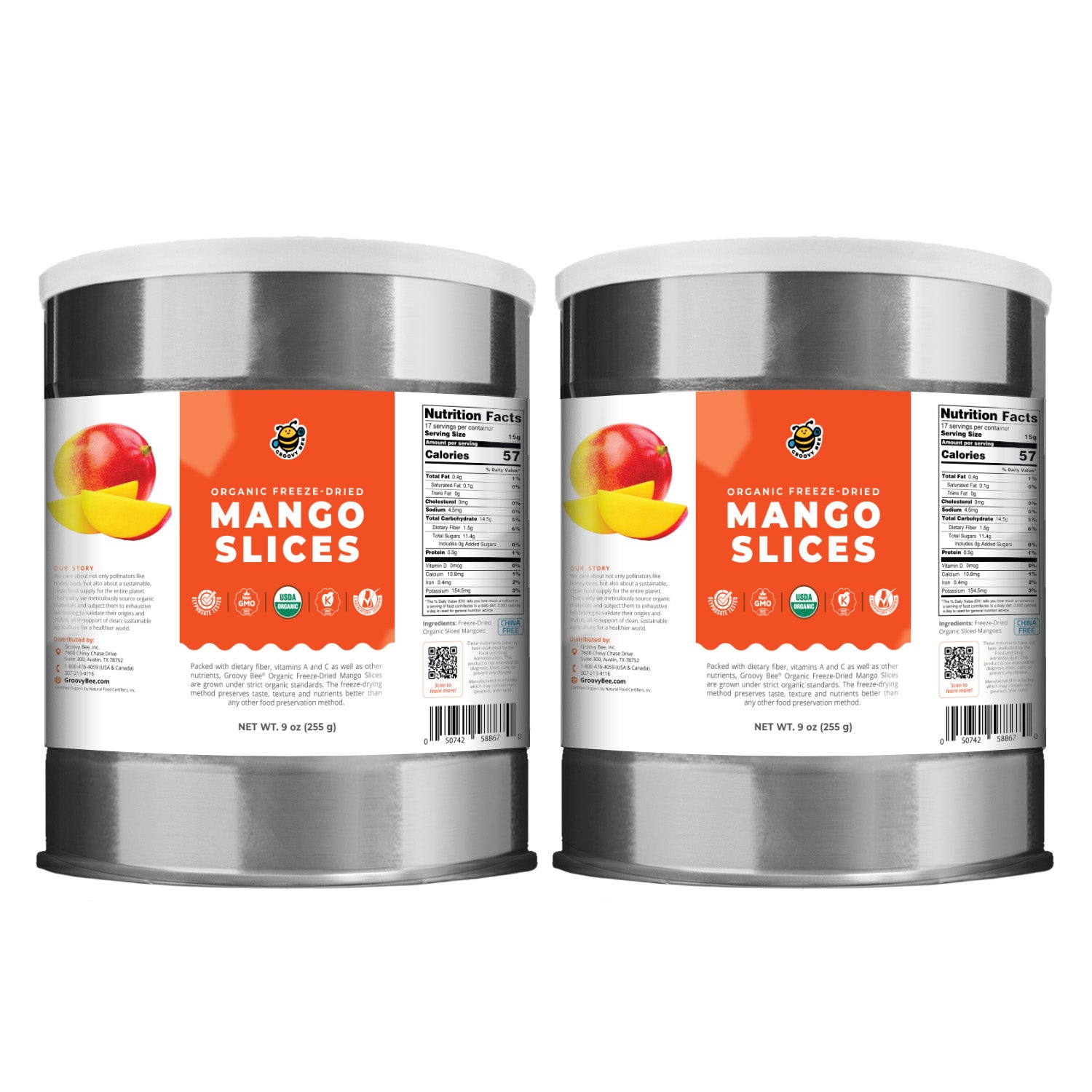 Groovy Bee® Organic Freeze-Dried Mango Slices  