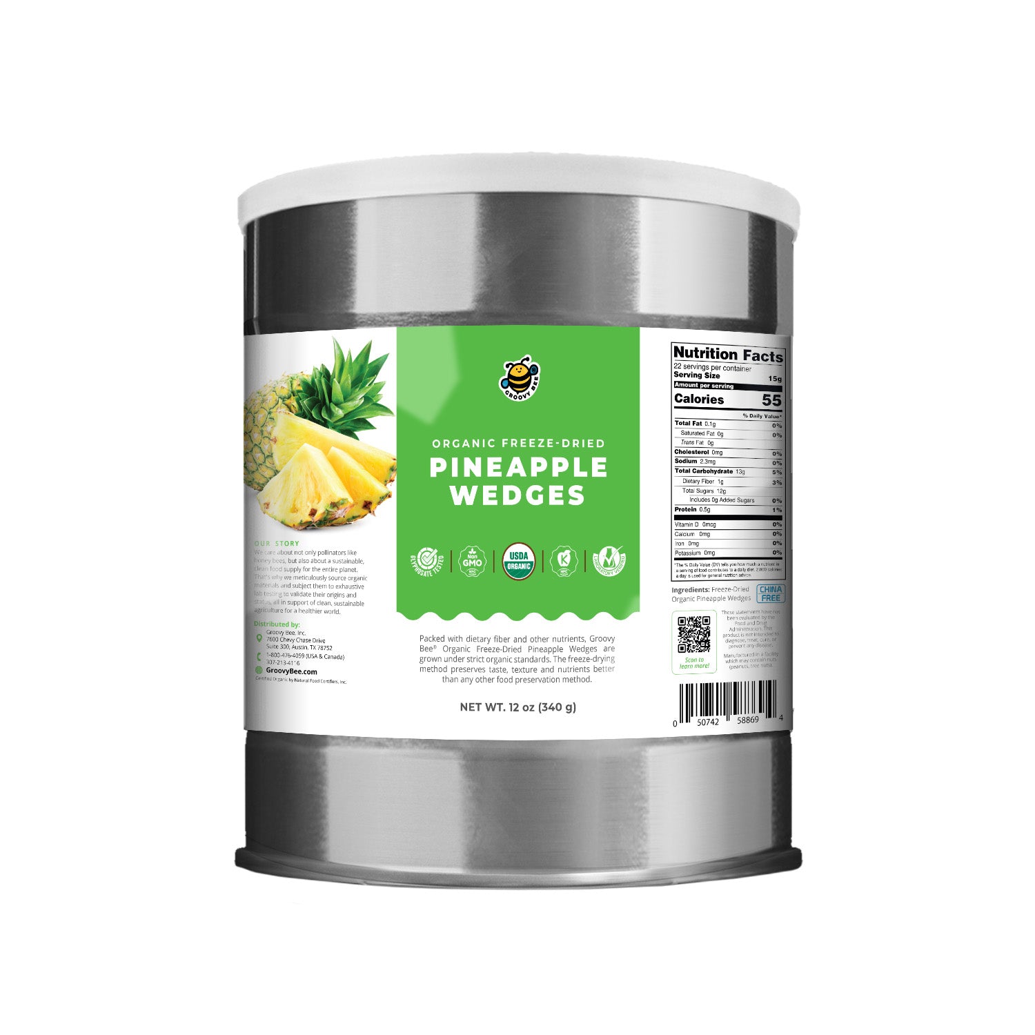 Groovy Bee® Organic Freeze-Dried Pineapple Wedges 