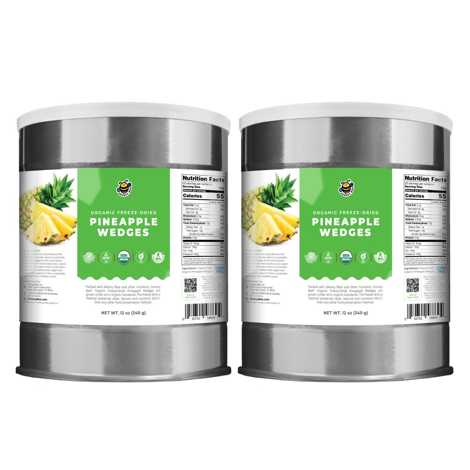 Groovy Bee® Organic Freeze-Dried Pineapple Wedges 