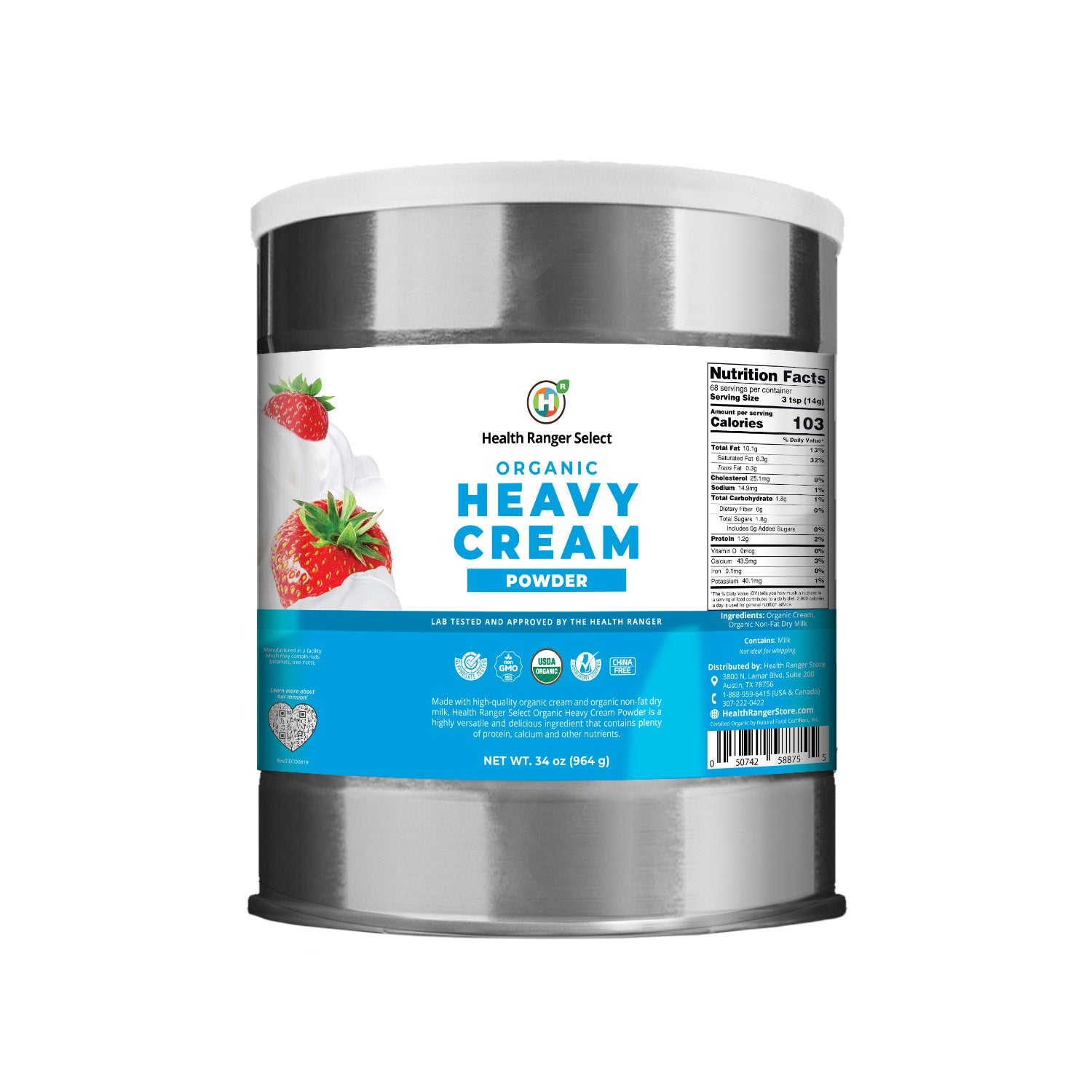 Organic Heavy Cream Powder (34oz, 
