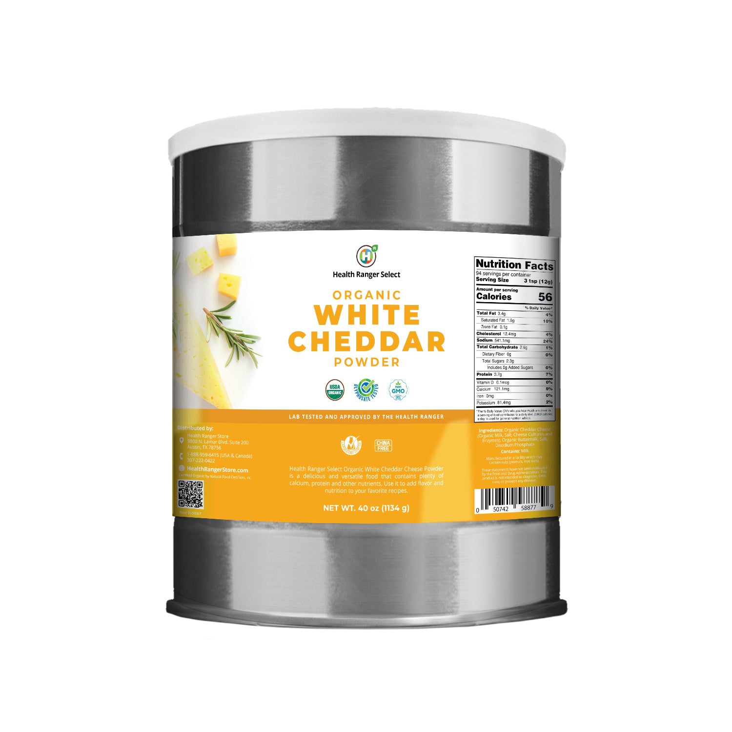 Organic White Cheddar Powder (40 oz, 1134g) 10 Can (2Pack) Health