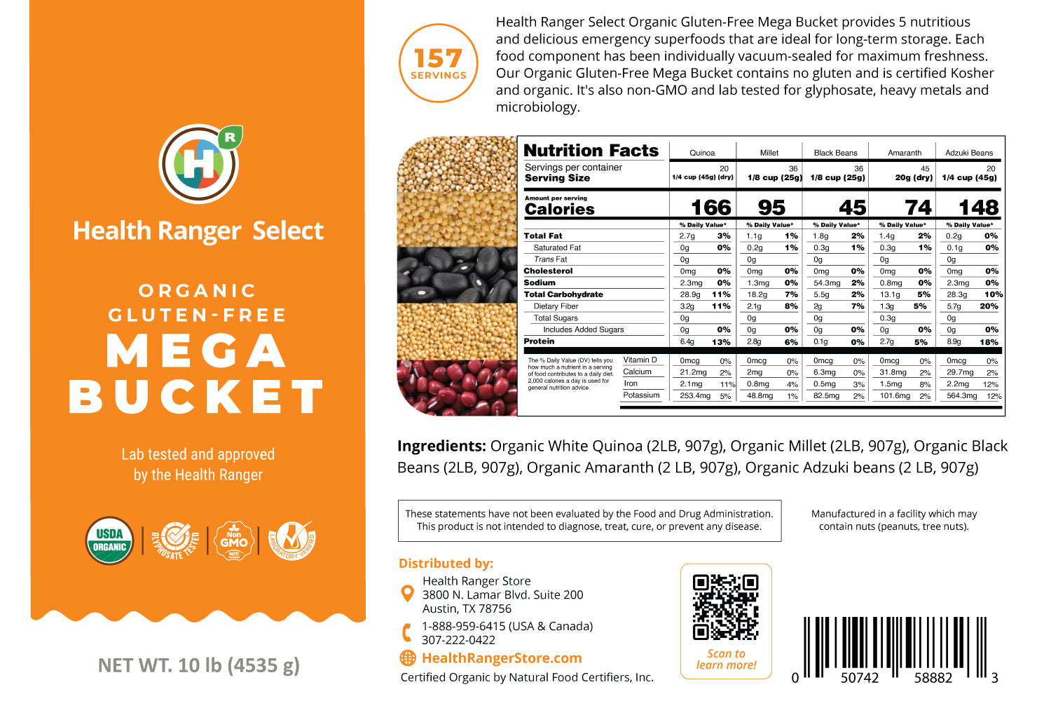 Mega Bucket Organic Gluten-Free 10LB (4535g)