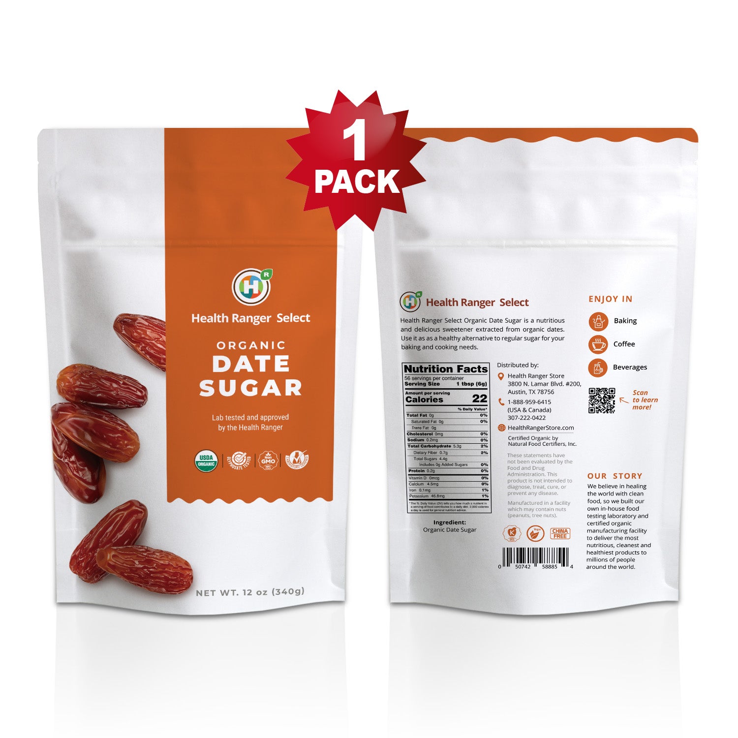 Organic Date Sugar 12 oz (340g)