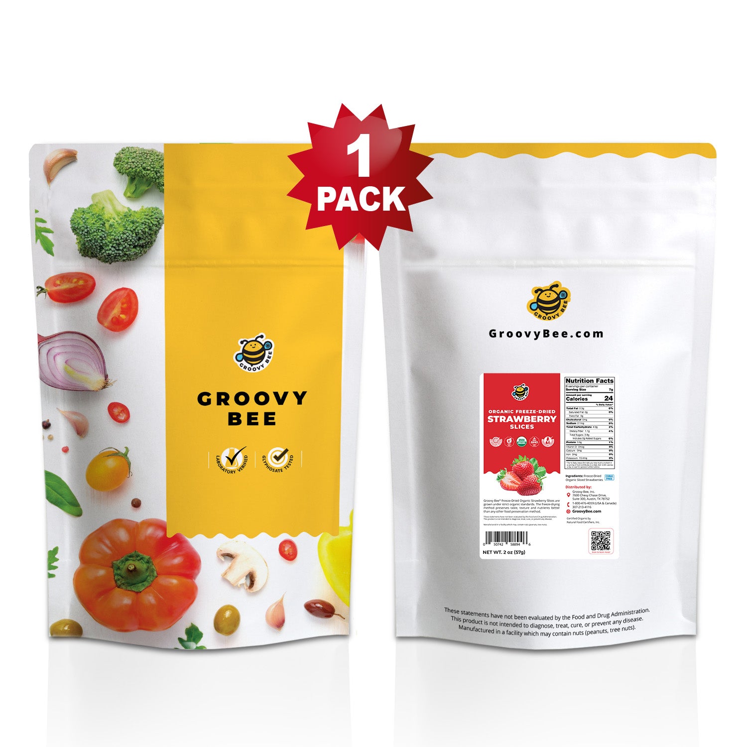 Groovy Bee® Organic Freeze-Dried Strawberry Slices 2 oz (57 g)