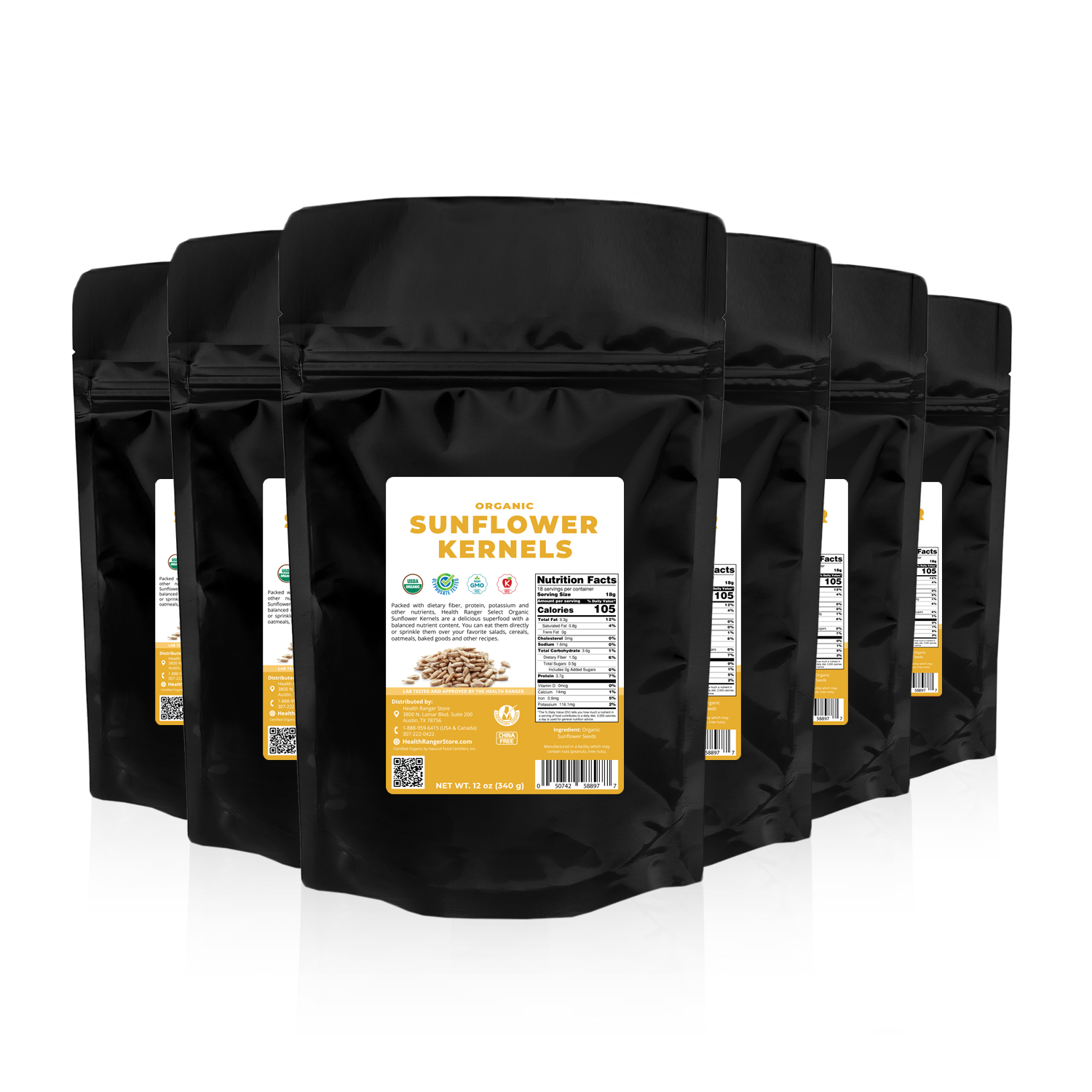 Organic Sunflower Kernel 12 oz (340 g) (6-Pack)