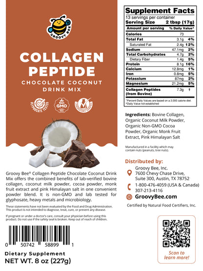 Collagen Peptide Chocolate Coconut Drink Mix 8oz (227g)