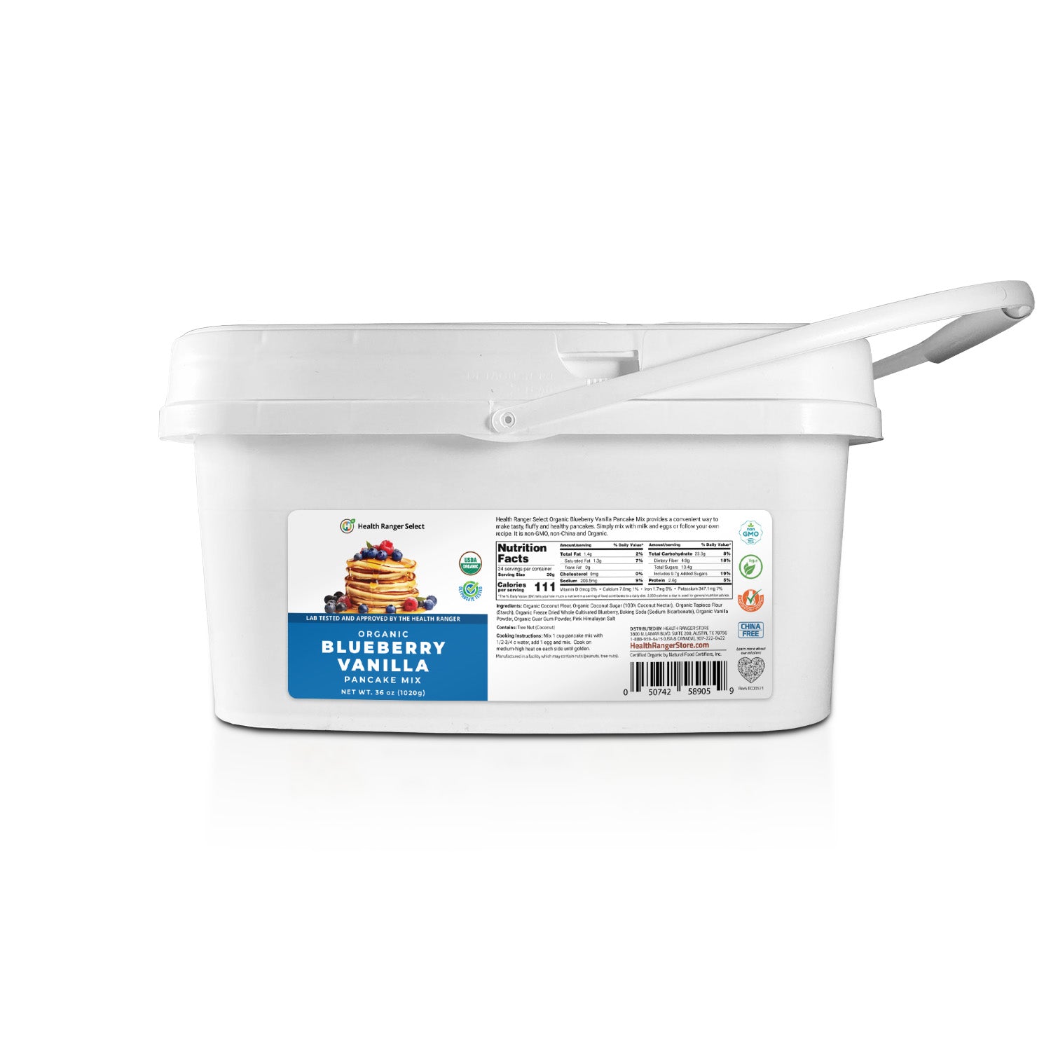 Mini-Bucket Organic Blueberry Vanilla Pancake Mix 36 oz (1020 g ...