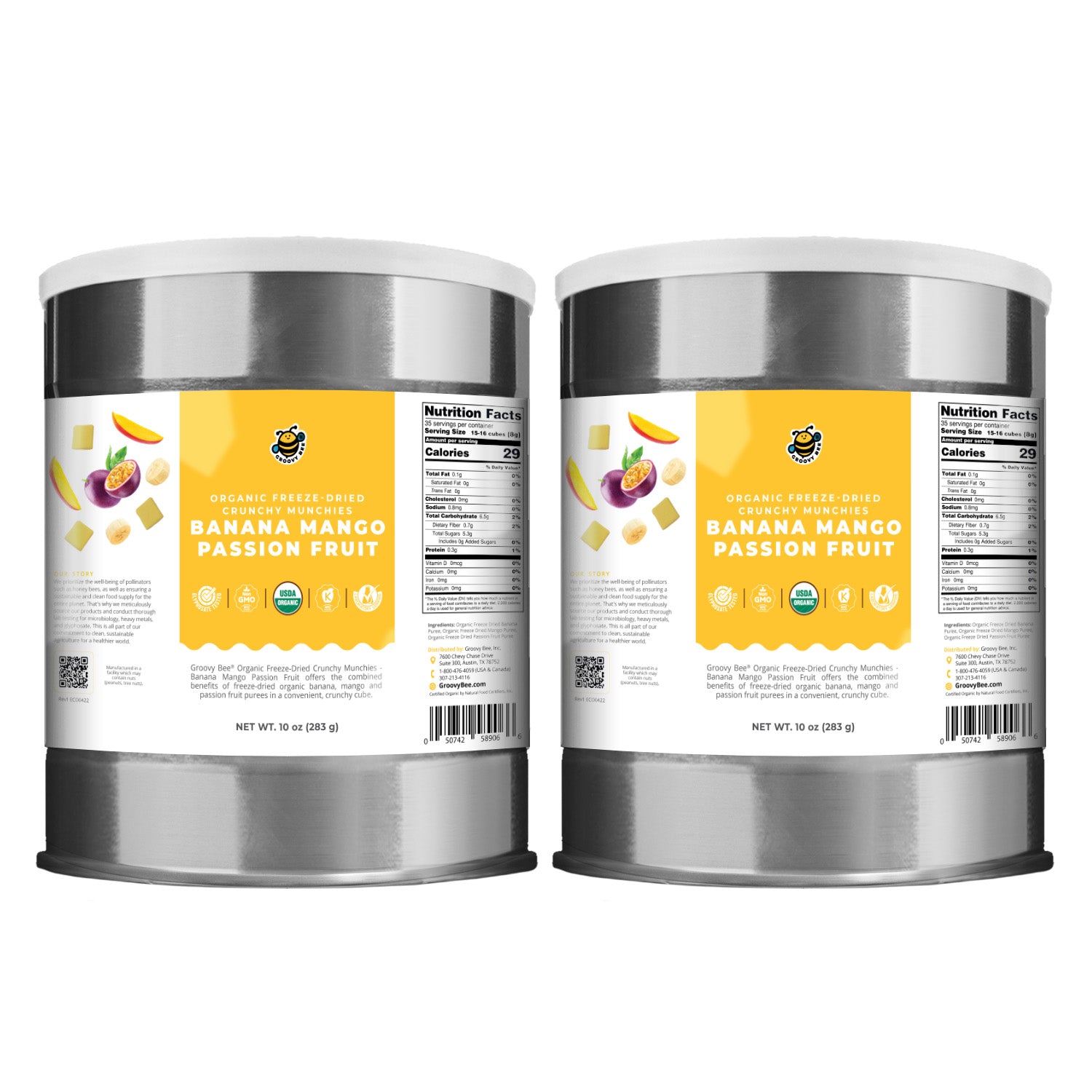 Organic Freeze-Dried Crunchy Munchies Banana Mango Passion Fruit (10 oz, 289g) 