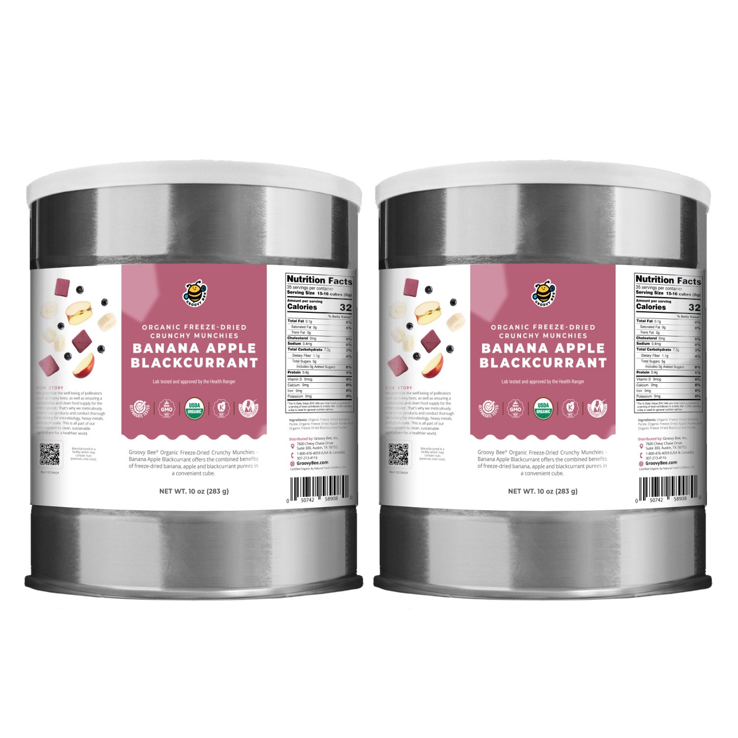 Organic Freeze-Dried Crunchy Munchies Banana Apple Blackcurrant (10 oz, 289g) 