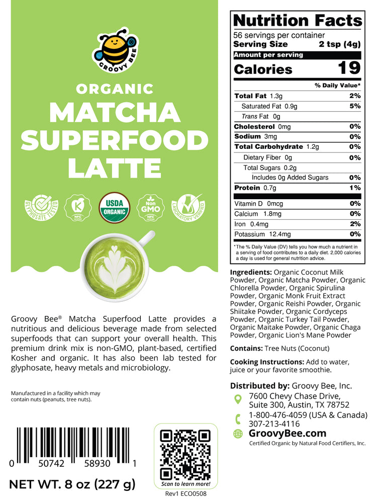 Organic Matcha Superfood Latte 8 oz (227g) – Health Ranger Store