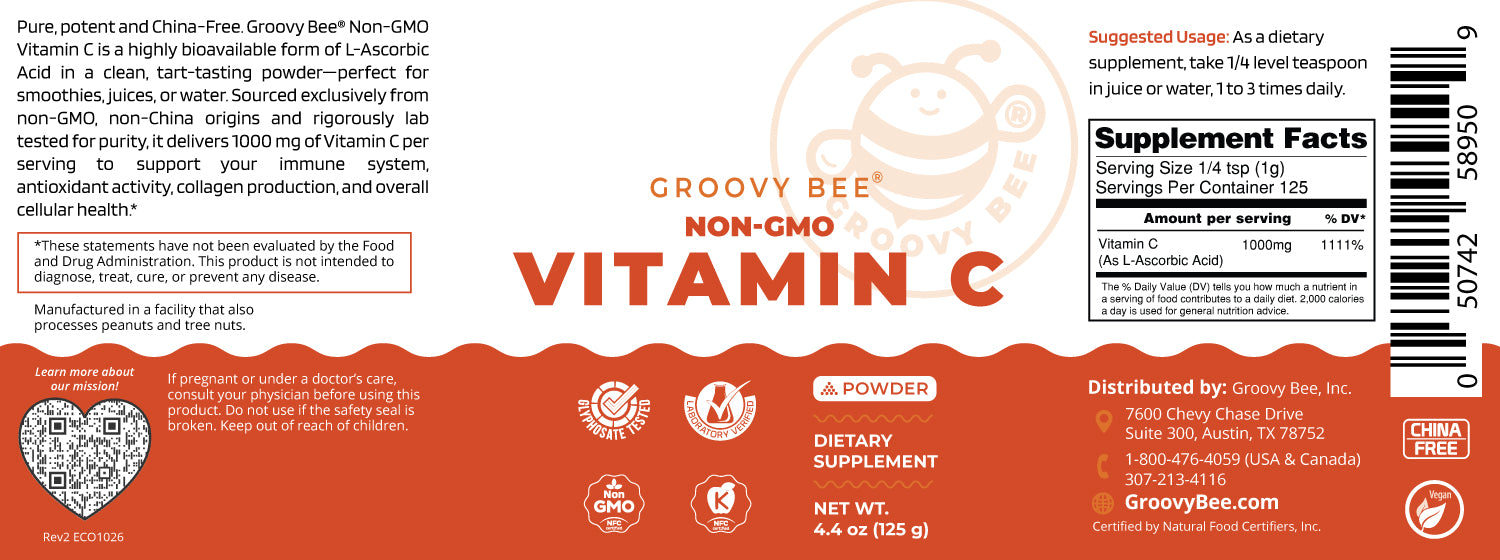 Non-GMO Vitamin C Powder 4.4 oz (125g)
