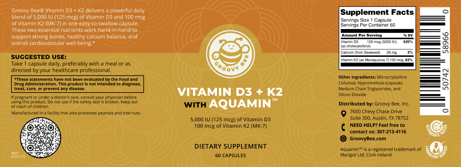 Vitamin D3 + K2 with Aquamin™ 60 Caps