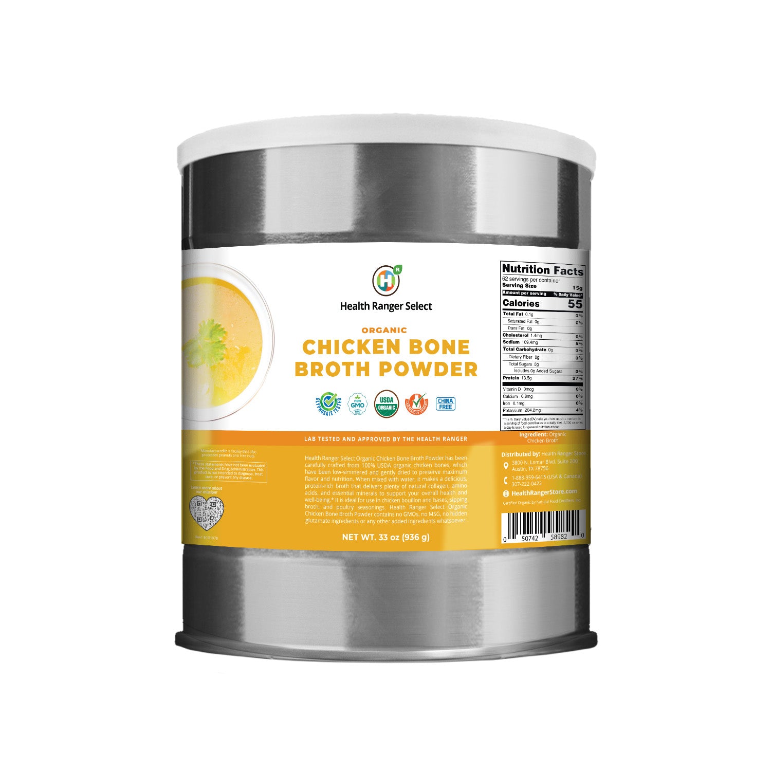 Organic Powdered Chicken Bone Broth 33 oz (936g) 