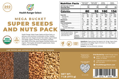 24 Days Food Supply (1 Adult) - Super Seeds and Nuts Pack (3-Buckets)