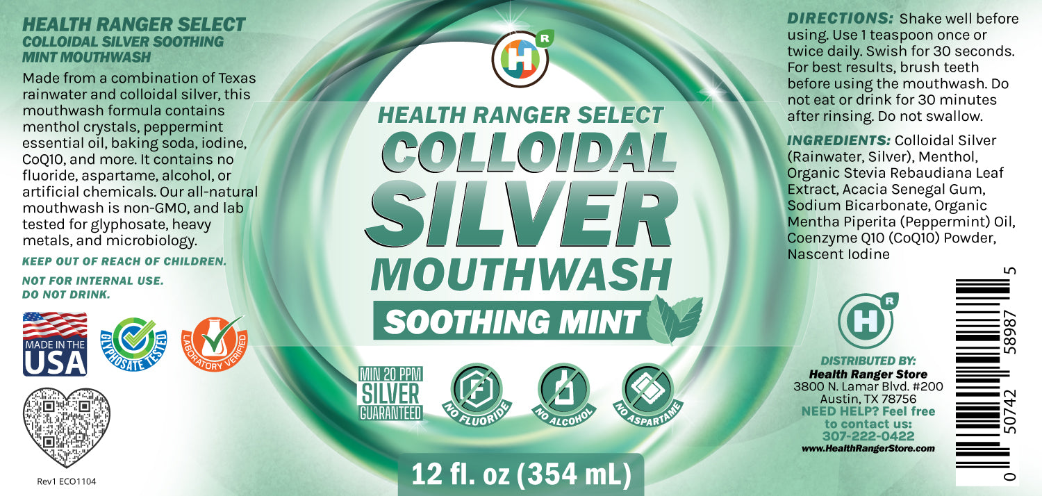 Colloidal Silver Soothing Mint Mouthwash (Alcohol Free) 12oz (354ml)