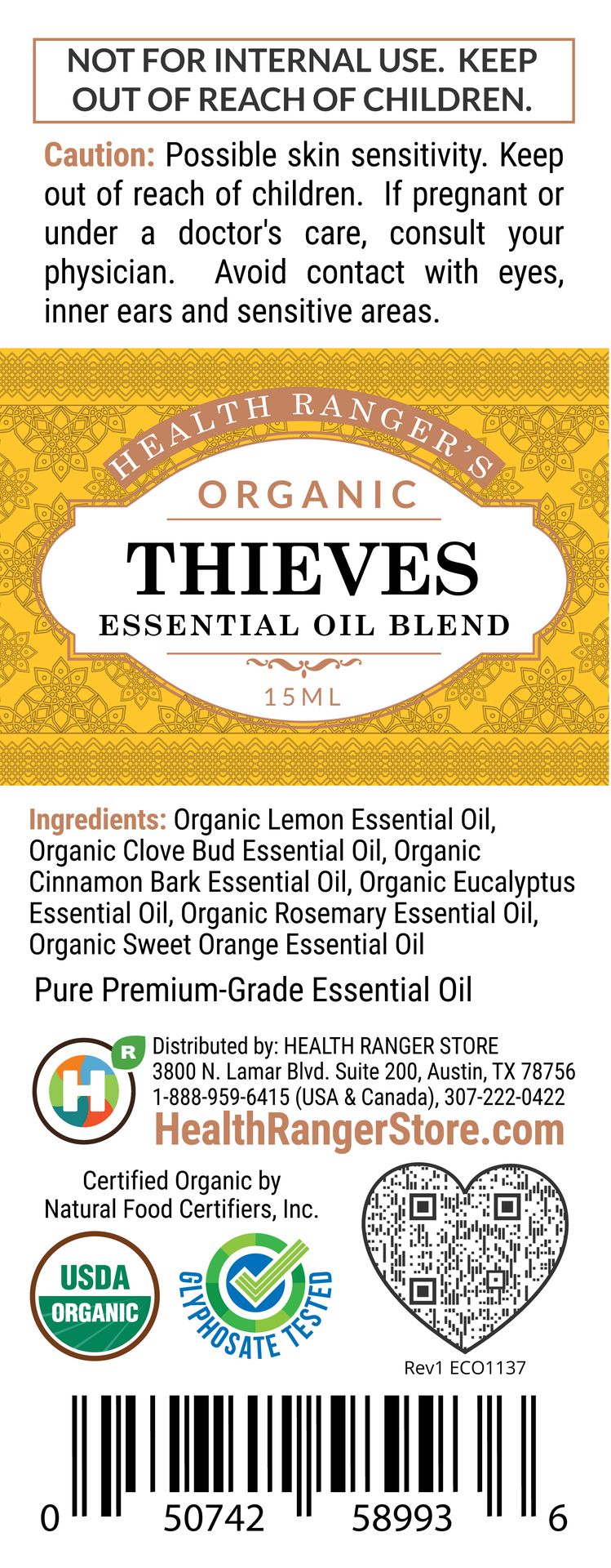 Organic Thieves Essential Oil Blend 0.5oz (15ml)