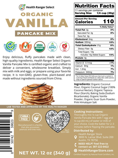 Organic Vanilla Pancake Mix 12 oz (340g)