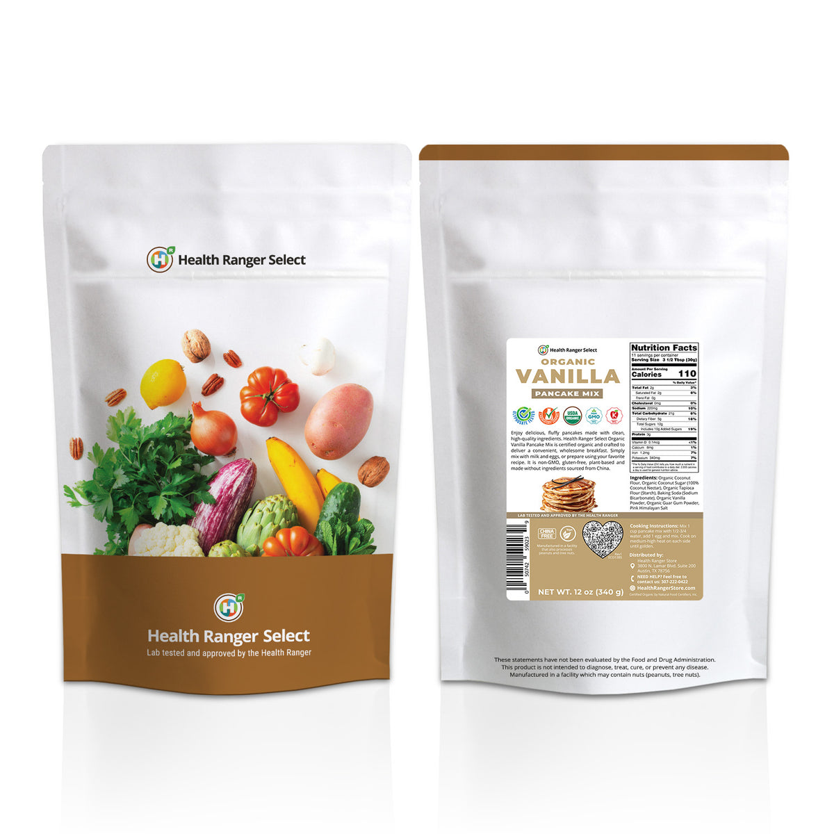 Organic Vanilla Pancake Mix 12 oz (340g)