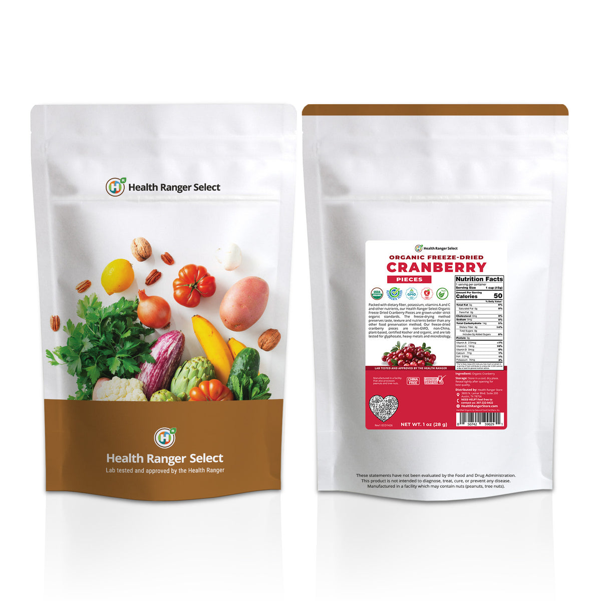 Organic Freeze-Dried Cranberry Pieces 1 oz (28g)