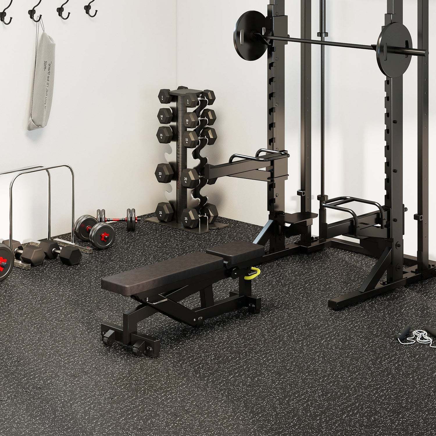 0.79 inch Thick Rubber Top Exercise Mat 48 Sq Ft with Boarders