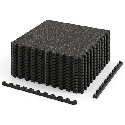 0.79 inch Thick Rubber Top Exercise Mat 48 Sq Ft with Boarders