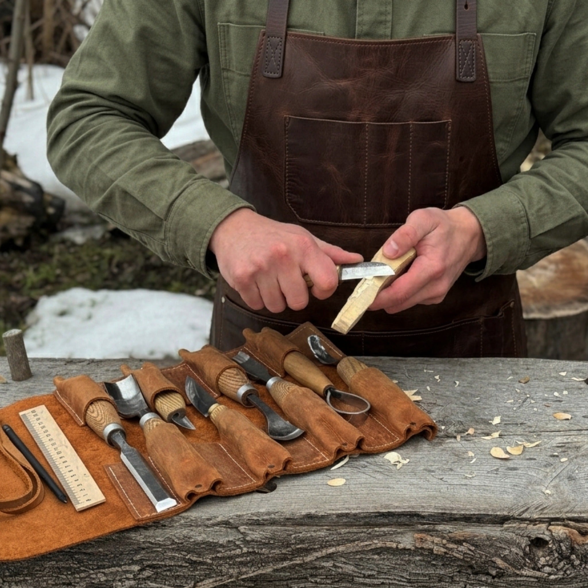 10 Pocket Leather Tool Roll