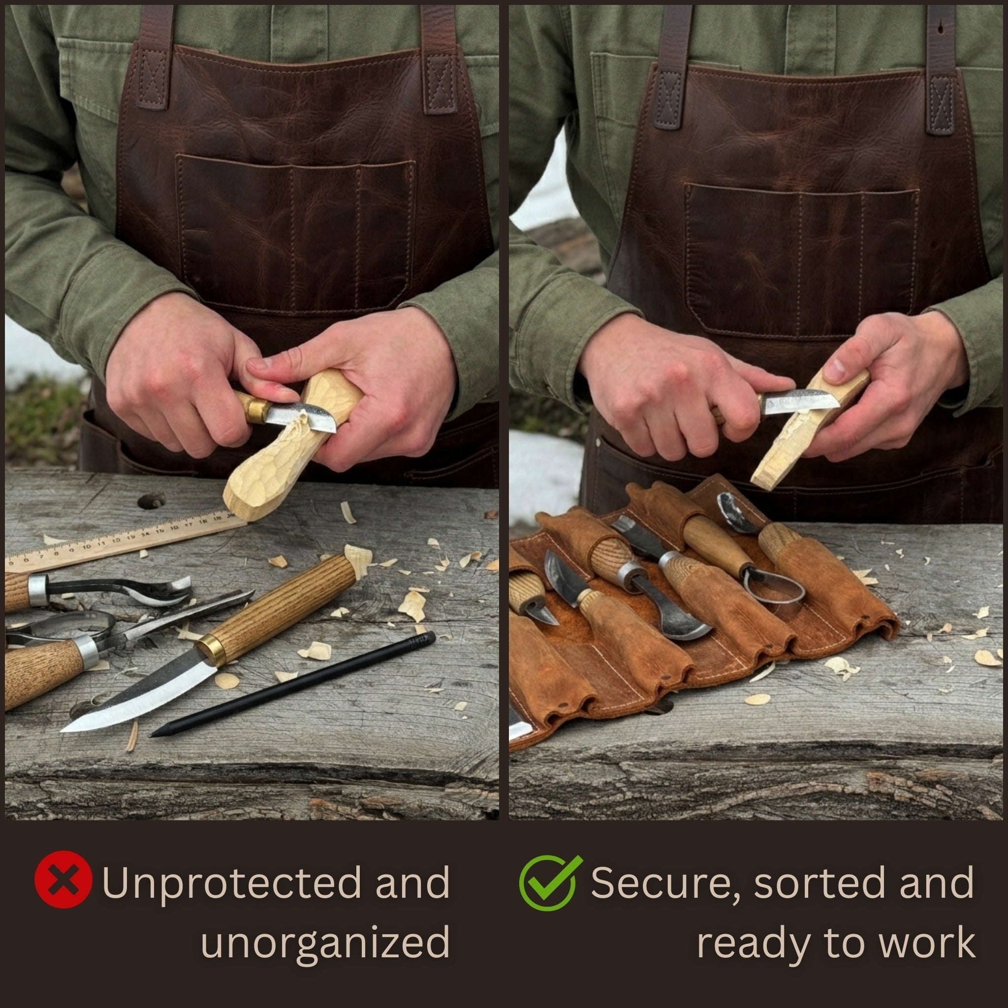 10 Pocket Leather Tool Roll