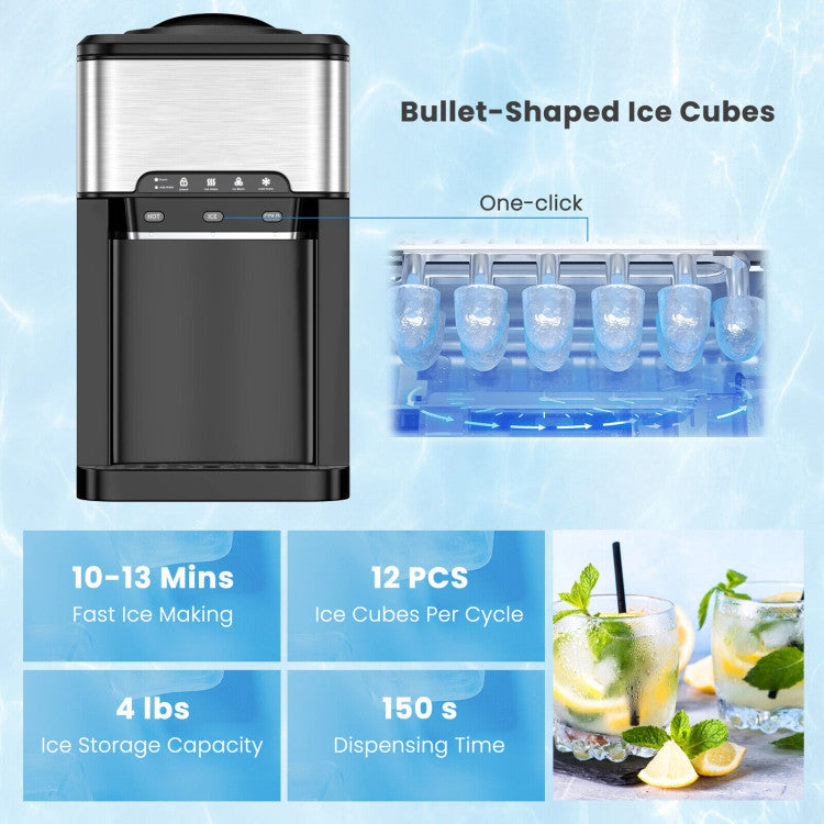 3-in-1 Water Cooler Dispenser with Ice Maker &amp; Temp Settings