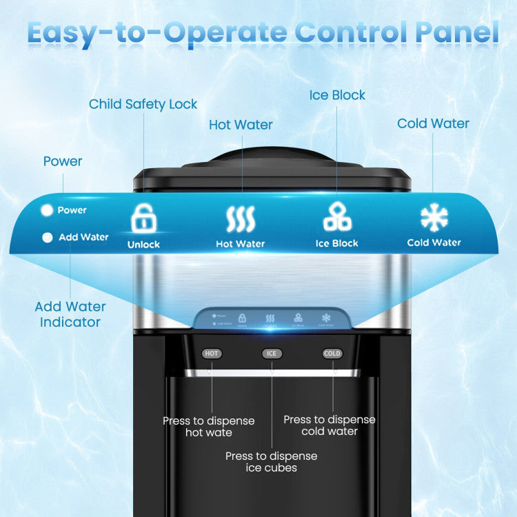 3-in-1 Water Cooler Dispenser with Ice Maker &amp; Temp Settings
