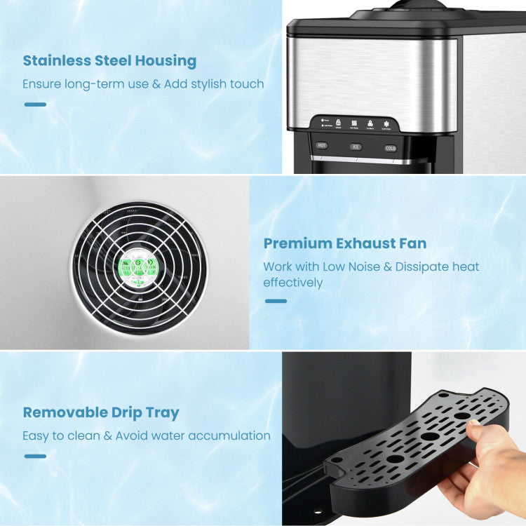 3-in-1 Water Cooler Dispenser with Ice Maker &amp; Temp Settings