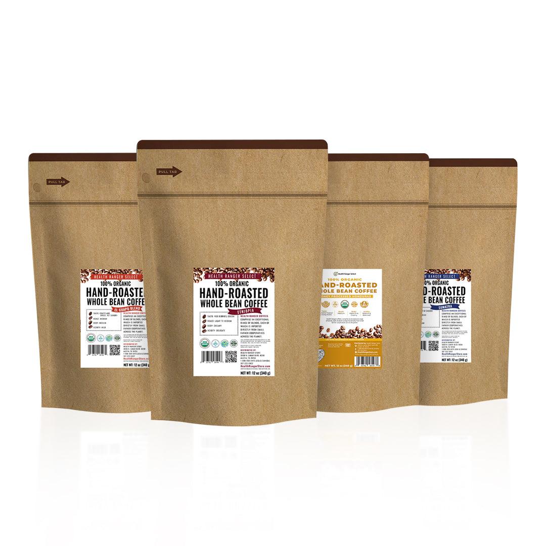 100% Organic Hand-Roasted Whole Bean Coffee Variety B (4-Pack)