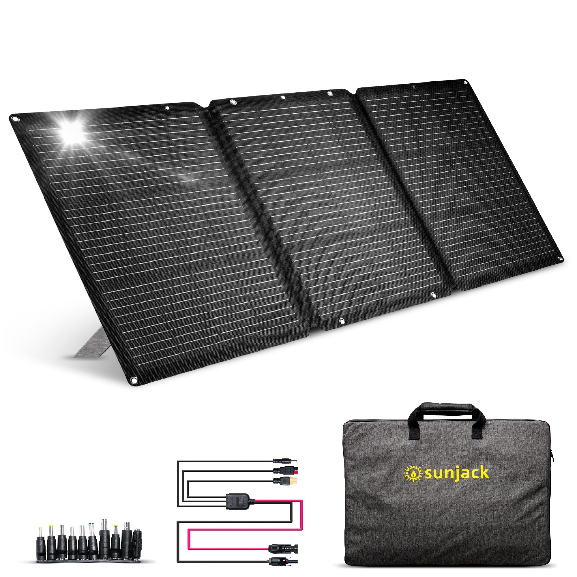 SunJack 120 Watt ETFE Foldable Portable Solar Panel with Kickstands ...