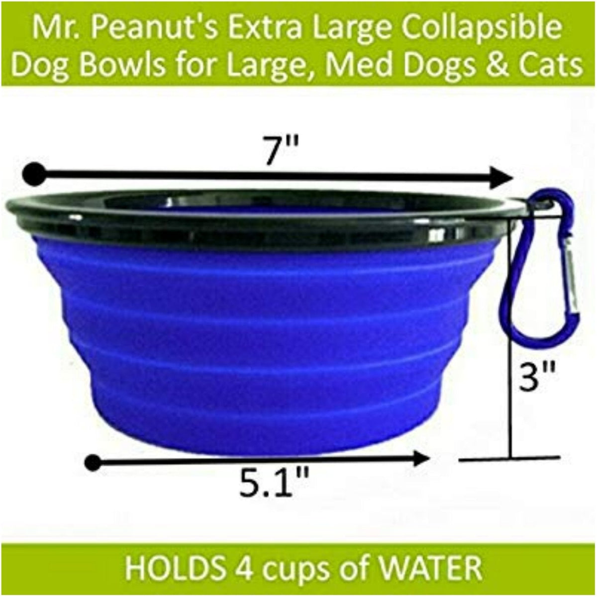 2 Pak XL 34oz Collapsible Travel Bowls for Larger Pets