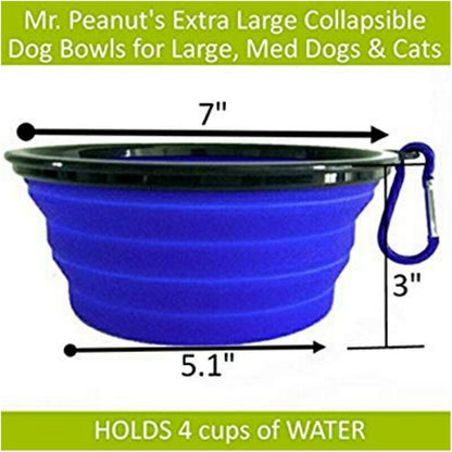 2 Pak XL 34oz Collapsible Travel Bowls for Larger Pets