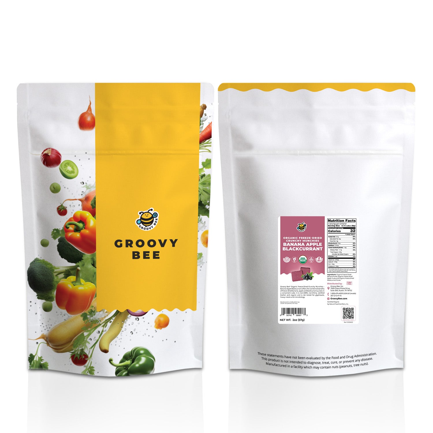 Organic Freeze-Dried Crunchy Munchies Banana Apple Blackcurrant 2 oz (57g)