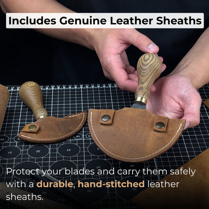 2-Piece Rounded Leather Knife Set