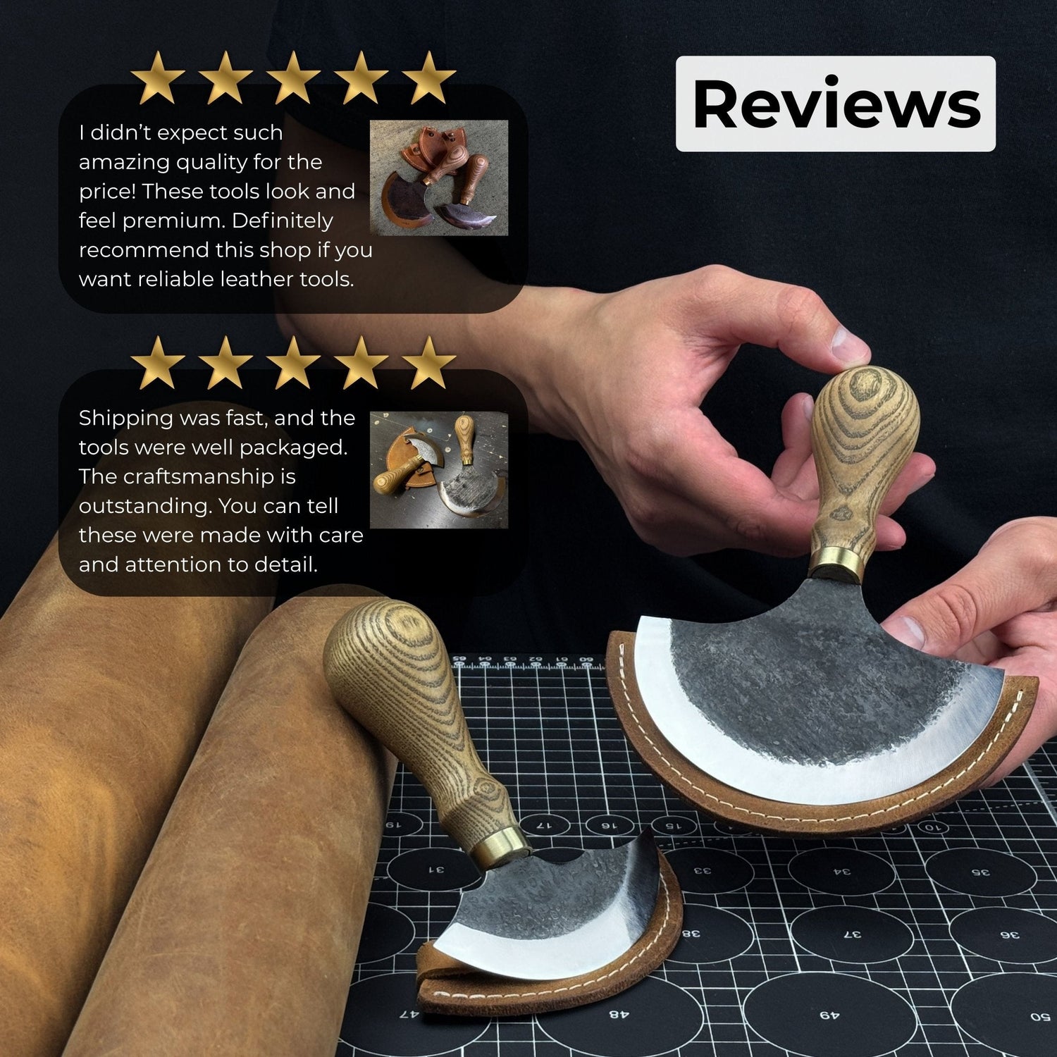 2-Piece Rounded Leather Knife Set