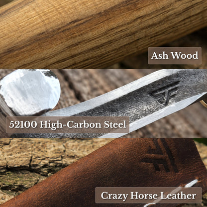 2-Piece Spoon Carving Knife Set with Leather Sheaths