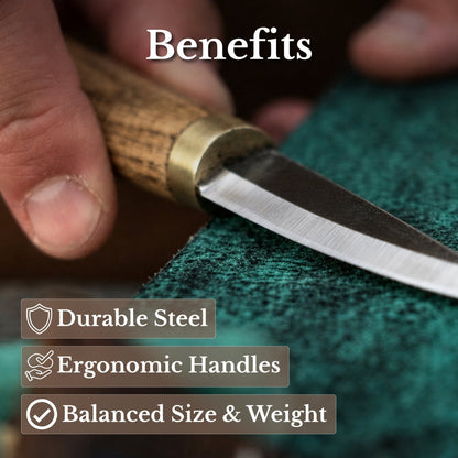 2-Piece Spoon Carving Knife Set with Leather Sheaths
