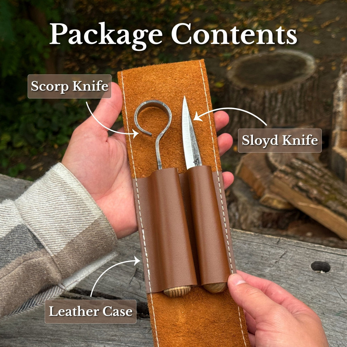 2-Piece Spoon Carving Tool Set with Leather Case