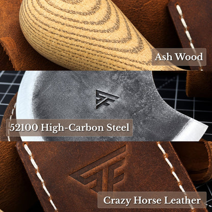 2-Piece Straight and Round (Half Moon) Leather Knife Set