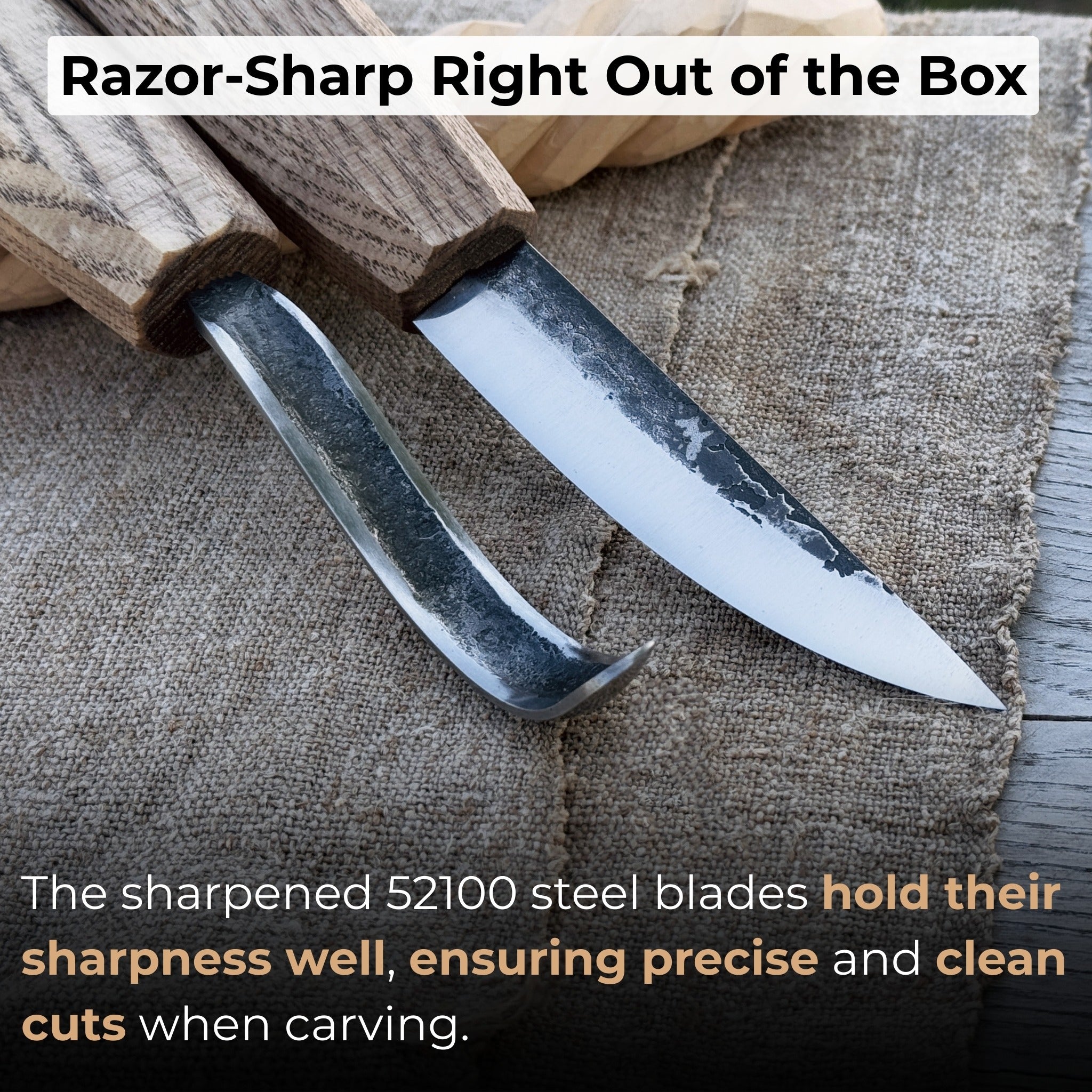 2-Piece Wood Carving Knife Set with Leather Sheaths