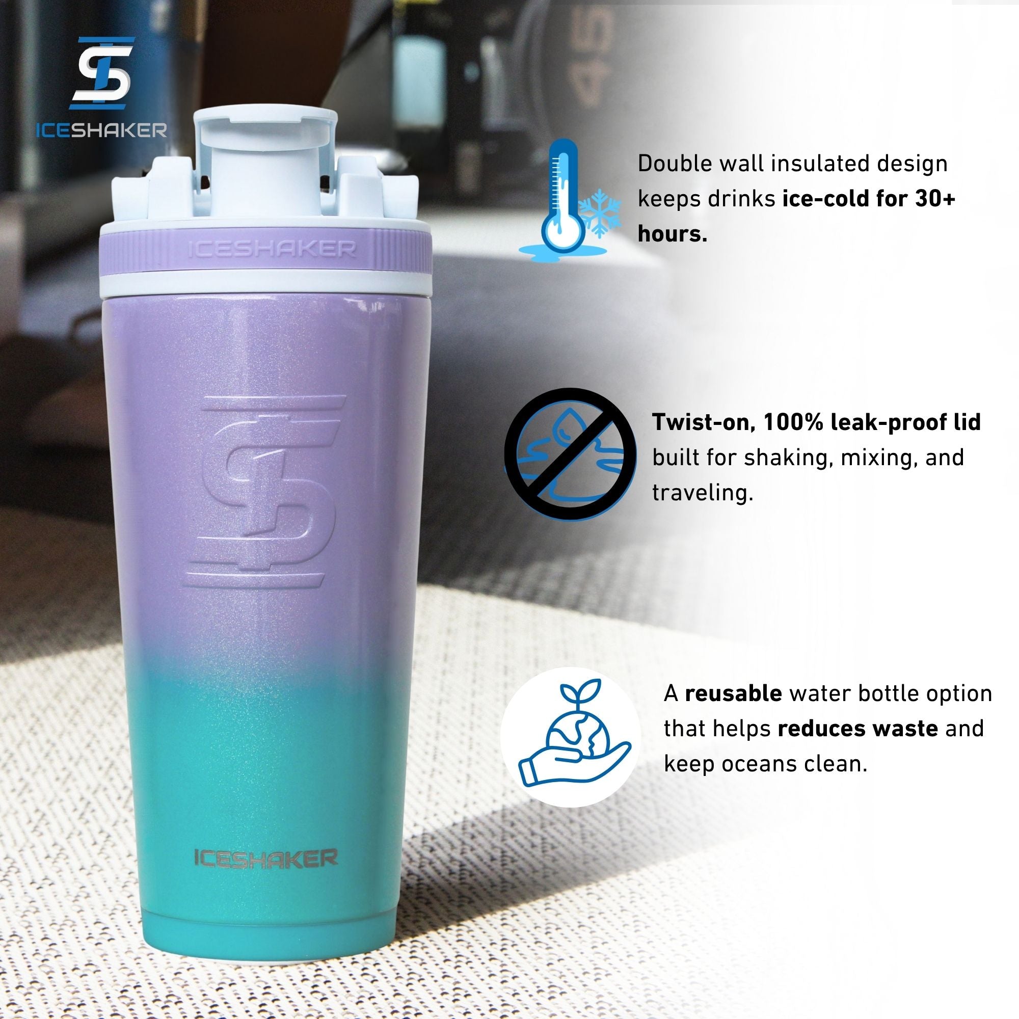 Ice Shaker Ombre Series 26oz Shaker Bottles