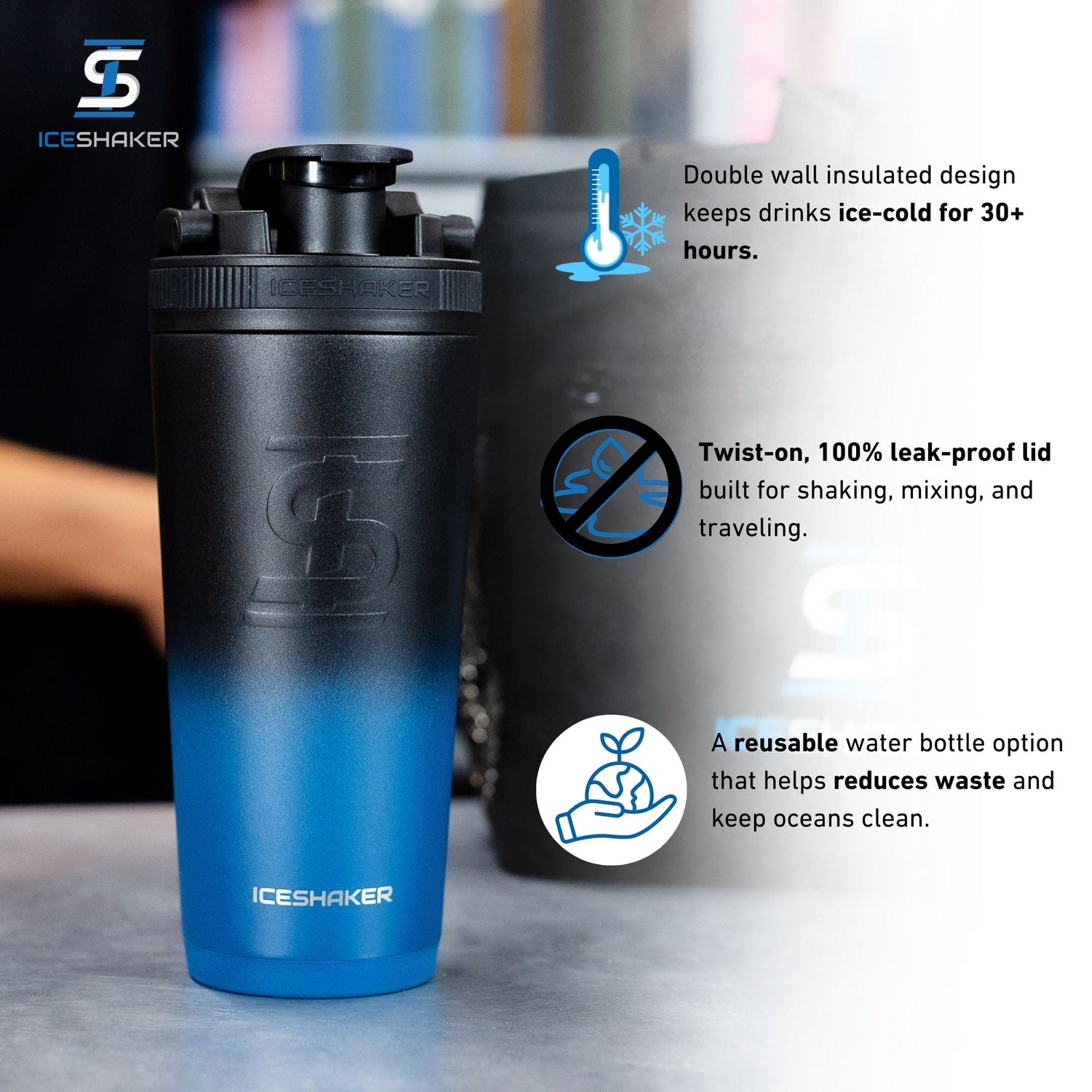 Ice Shaker Ombre Series 26oz Shaker Bottles