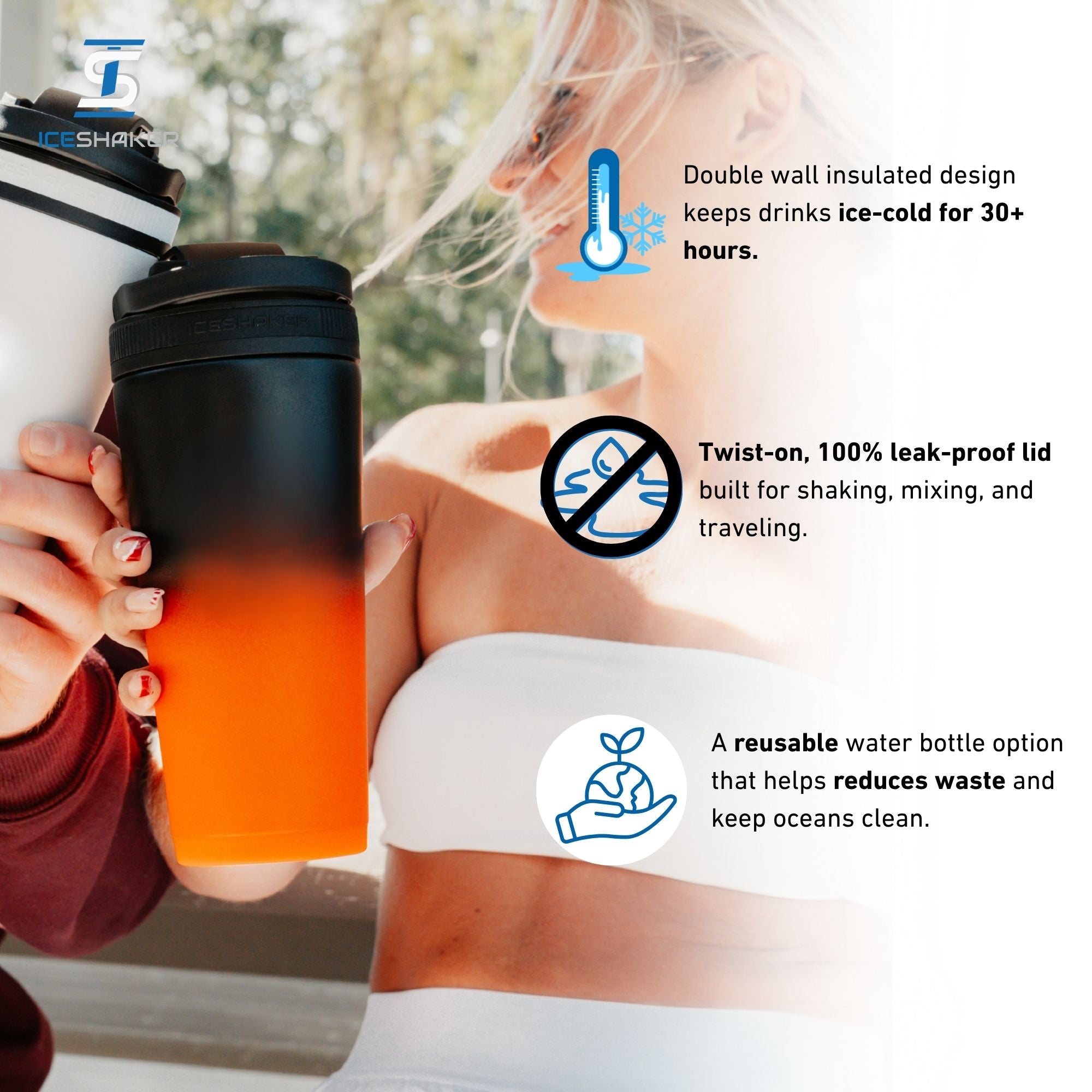 Ice Shaker Ombre Series 26oz Shaker Bottles