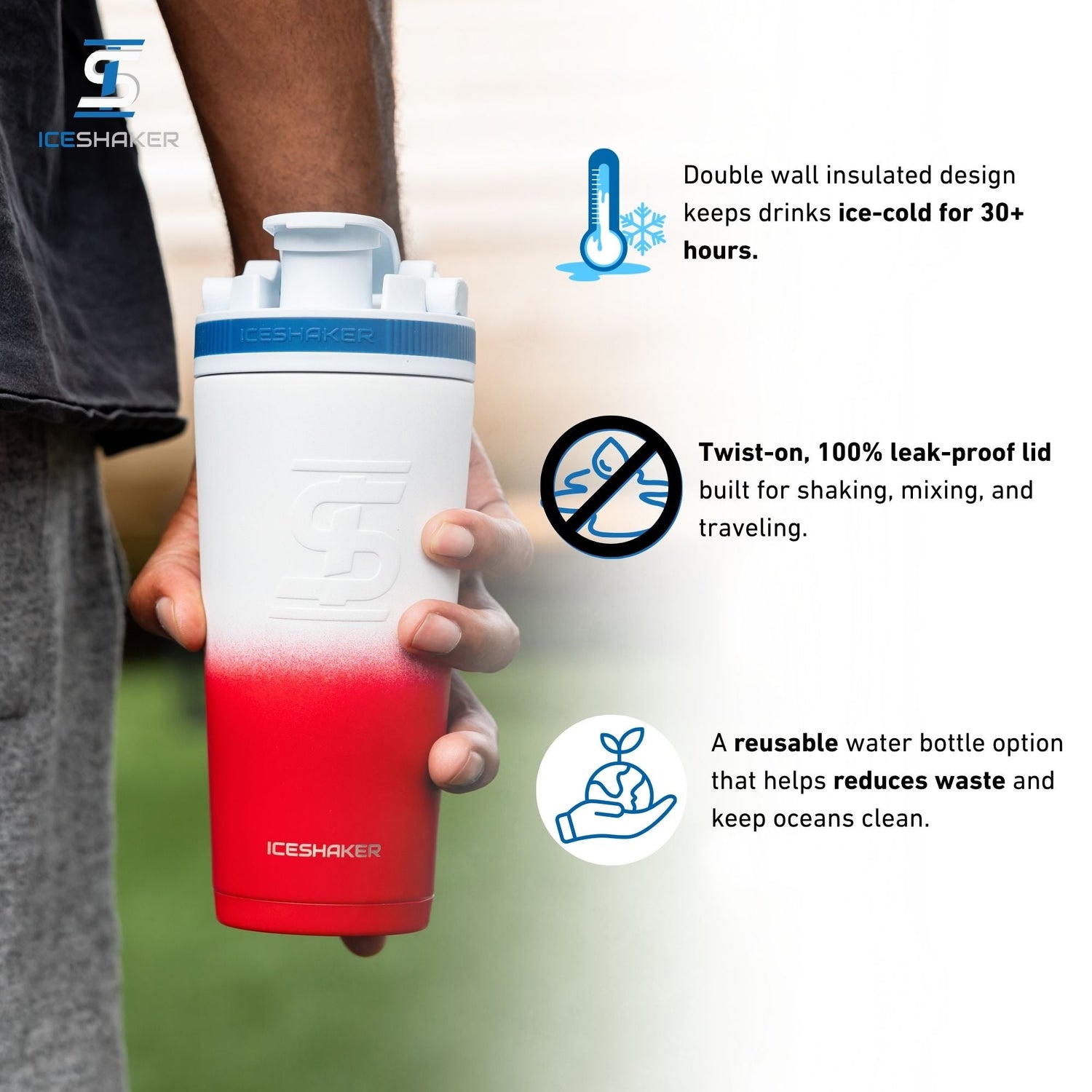 Ice Shaker Ombre Series 26oz Shaker Bottles