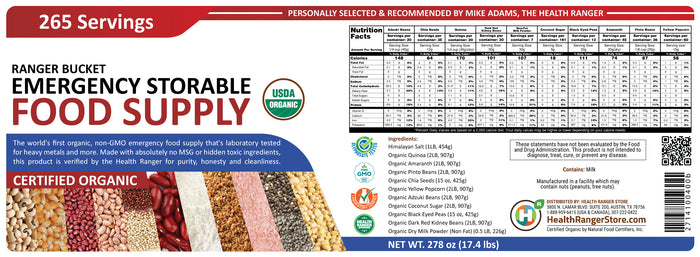 (536 Servings) Ranger Bucket Set - Organic Emergency Storable Food Supply (A23/A24/A26 + B17/B19)