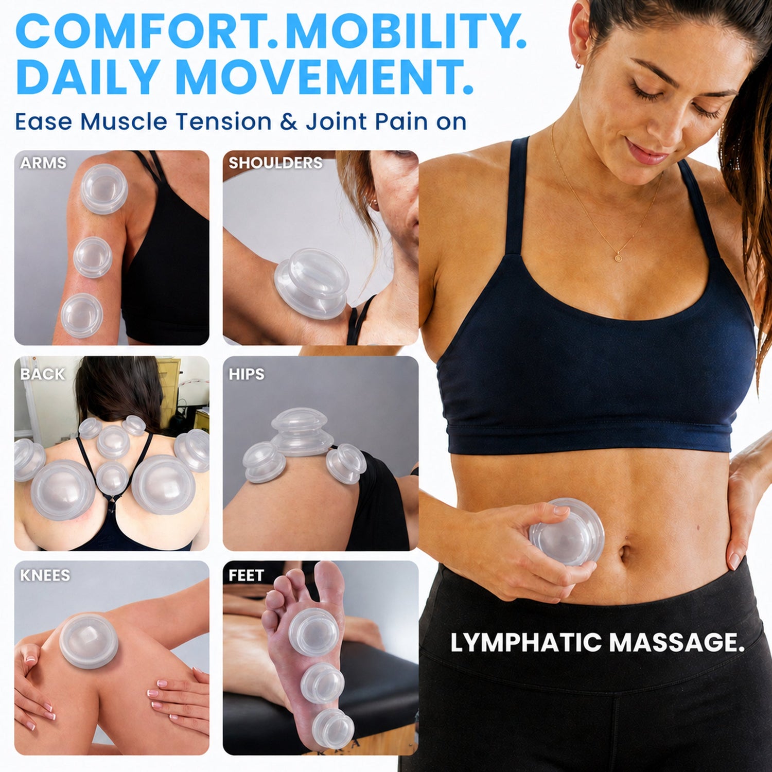 EDGE™ Cupping Therapy Set Clear, 4 Cups