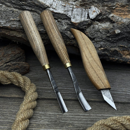 3-Piece Carving Set – Detail Gouges &amp; Whittling Knife